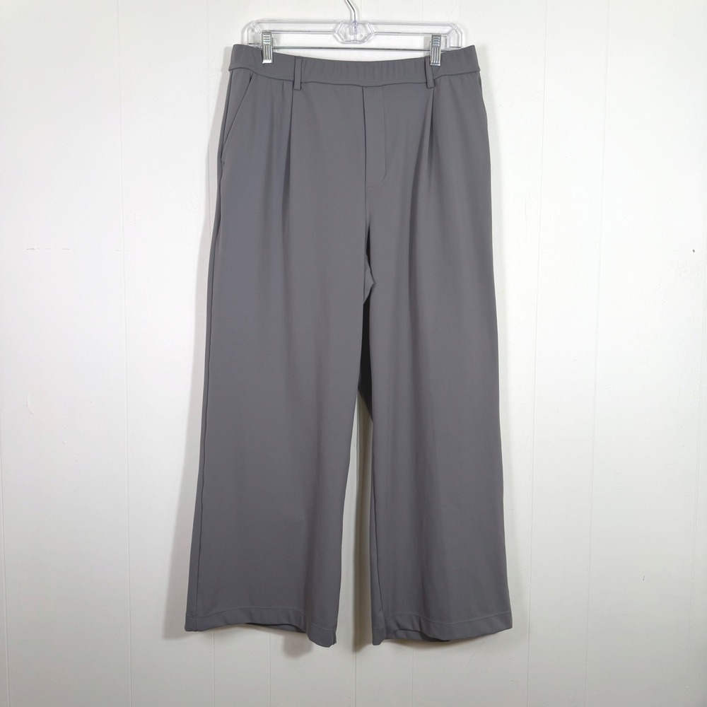 Halara DayStretch High Waisted Straight Wide Leg Pleated Pants Grey XL Petite